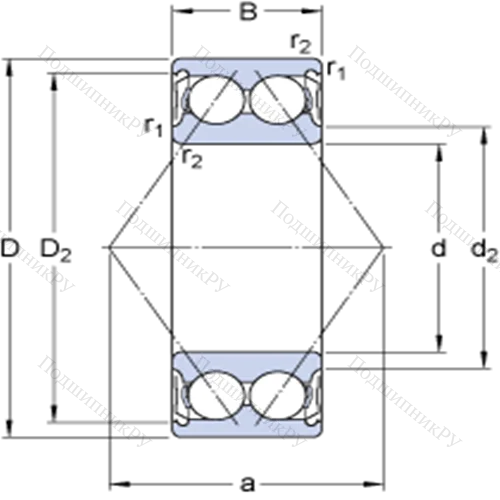 Двухрядные радиально-упорные шарикоподшипники 3308 A-2Z от производителя  SKF Двухрядные радиально-упорные шарикоподшипники 3308 A-2Z от производителя  SKF