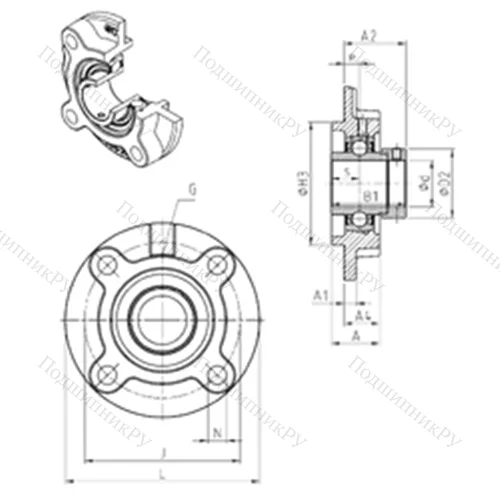 Подшипниковый узел шариковый радиальный EXFC 213 от производителя  SNR