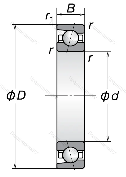 Однорядный шариковый подшипник 7212 BW от производителя  NSK
