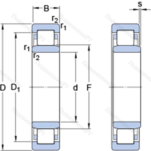 Однорядные цилиндрические роликоподшипники NU 256 MA