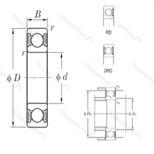 Подшипник шариковый радиальный 6004-2RD