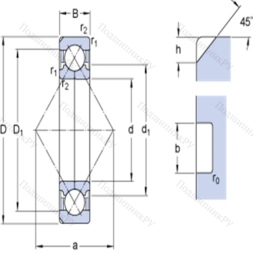 Шарикоподшипники с четырёхточечным контактом QJ 315 N 2PHAS