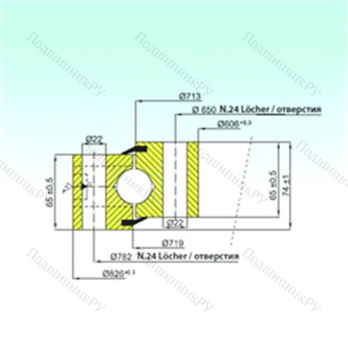 Подшипник шариковый опорно-поворотный NB 1.28.0716.200-1PPN от производителя  ISB