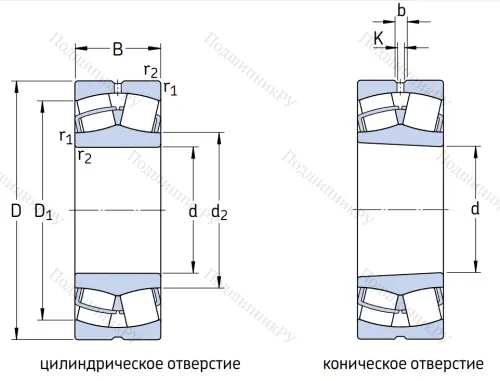 Сферический роликовый подшипник с конической посадкой на вал 22330 CCKJA/W 33VA 405 от производителя  SKF