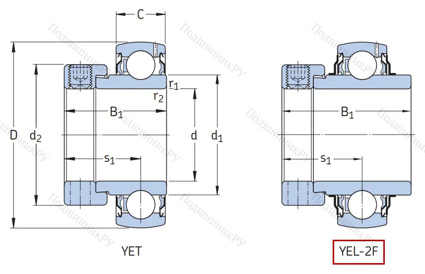 Корпусный подшипник YEL 204-2F в Уфе
