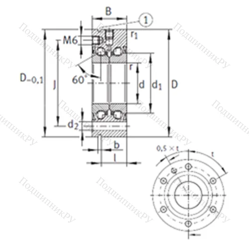 Подшипник шариковый упорно-радиальный ZKLF 1255-2RS от производителя  INA