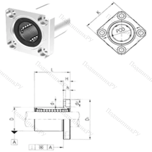 Подшипник шариковый линейный LMEK 60UU от производителя  Samick