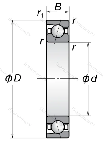 Радиально-упорный шариковый подшипник 7011 ACM (46111 Л ГОСТ) в Уфе