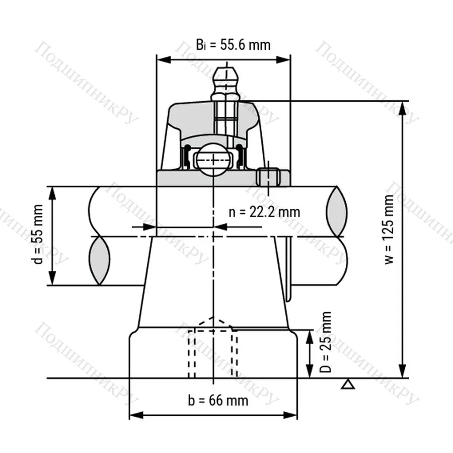 Подшипниковый узел UCPA 211 - Вал: 55 мм