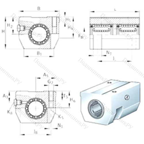 Подшипниковый узел шариковый линейный KTHK 25-B-PP-AS от производителя  INA