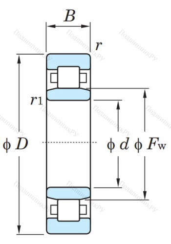 Роликовый цилиндрический подшипник NU 306 R AG от производителя  KOYO