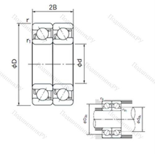 Подшипник шариковый радиально-упорный спаренный 7202DT