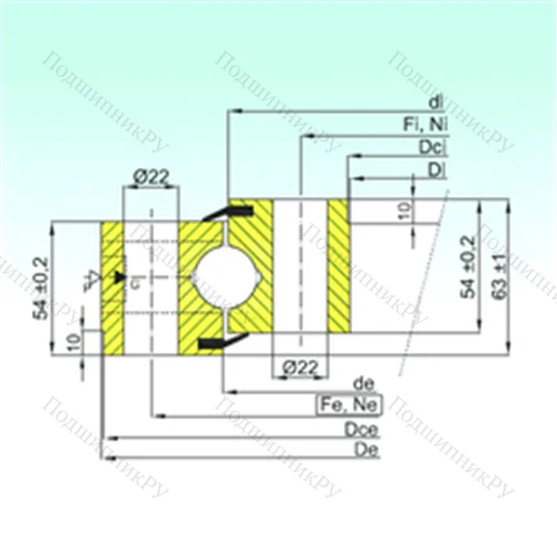 Подшипник шариковый опорно-поворотный NB 1.25.0855.201-2PPN от производителя  ISB