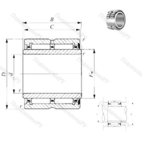 Подшипник игольчатый радиальный NA 6916U от производителя  IKO