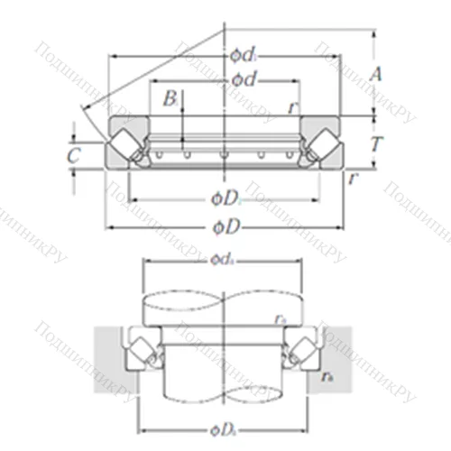 Подшипник роликовый упорно-радиальный 29238 от производителя  NTN