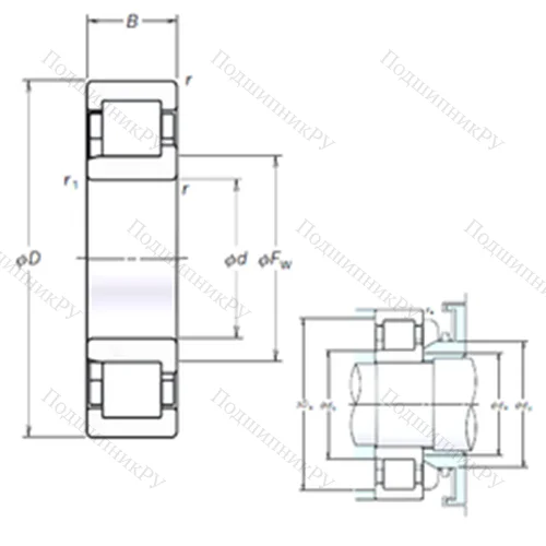 Подшипник роликовый радиальный NJ 2236EM