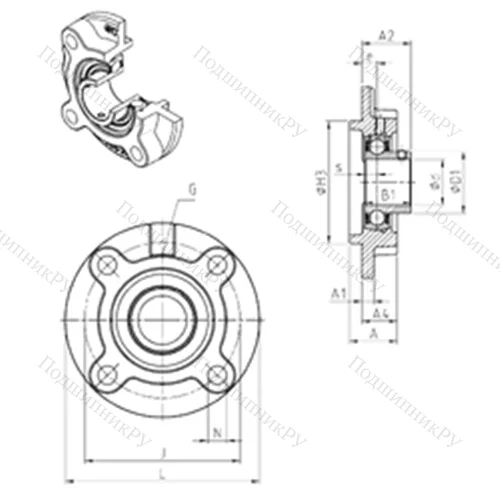 Подшипниковый узел шариковый радиальный USFC 203 от производителя  SNR