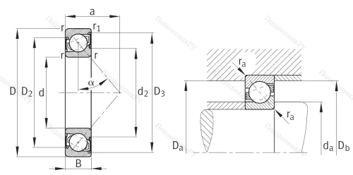 Однорядный шариковый подшипник 7305 B 2RS TVP от производителя  FAG