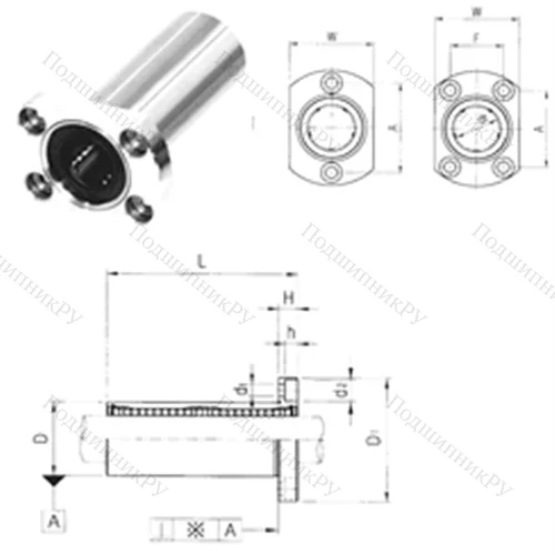 Подшипник шариковый линейный LMH 25L от производителя  Samick