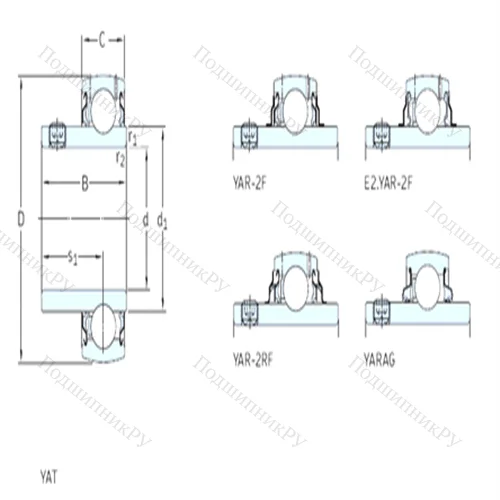 Подшипник шариковый радиальный YAT 208-108 от производителя  SKF