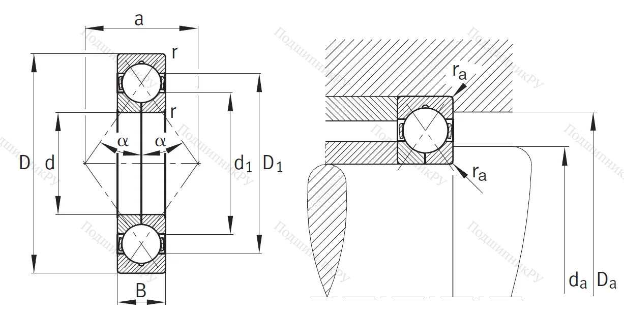 Радиально-упорный шариковый подшипник QJ 215 MPA от производителя  FAG