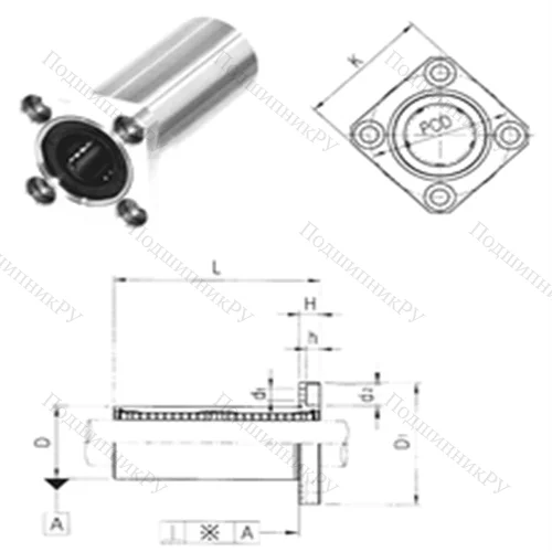 Подшипник шариковый линейный LMEK 8L от производителя  Samick