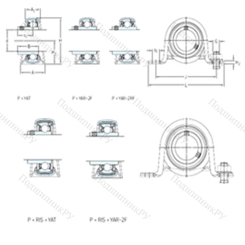 Подшипниковый узел шариковый радиальный P 62 R-25 WF от производителя  SKF