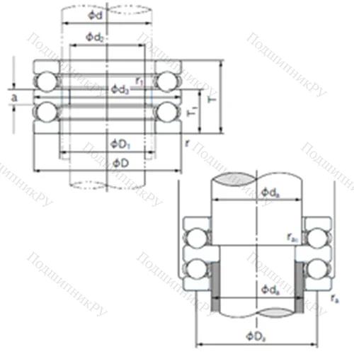 Подшипник шариковый упорный 52322 от производителя  NACHI