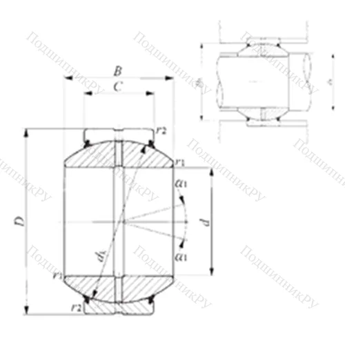 Подшипник скольжения сферический GE 50GS-2RS от производителя  IKO