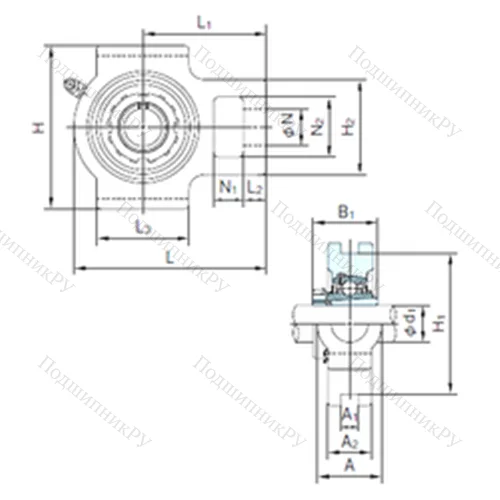 Подшипниковый узел шариковый радиальный UKTX 15+H 2315 от производителя  NACHI