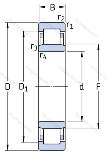Роликовый цилиндрический подшипник NU 2205 ECP/C 3 от производителя  SKF Роликовый цилиндрический подшипник NU 2205 ECP/C 3 от производителя  SKF