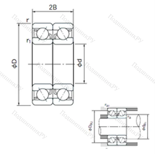 Подшипник шариковый радиально-упорный спаренный 7030DB