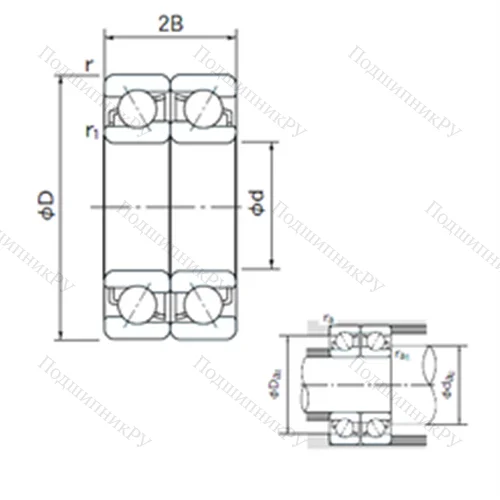 Подшипник шариковый радиально-упорный спаренный 7301CDF