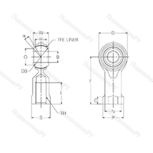 Подшипник скольжения сферический RBT 8 от производителя  NMB