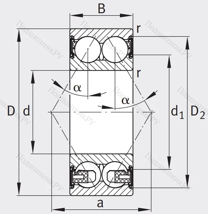 Двухрядный шариковый подшипник 3304 BD XL 2HRS TVH