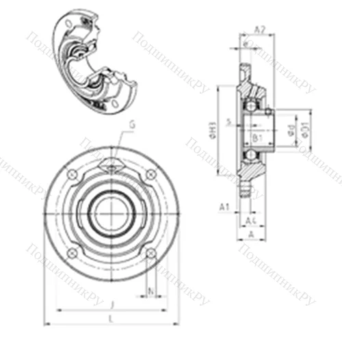Подшипниковый узел шариковый радиальный USFEE 205 от производителя  SNR