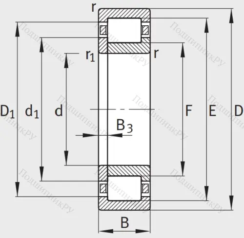 Роликовый цилиндрический подшипник NUP 308 E XL TVP 2 от производителя  FAG