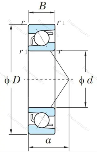 Однорядный шариковый подшипник 7209 B от производителя  KOYO