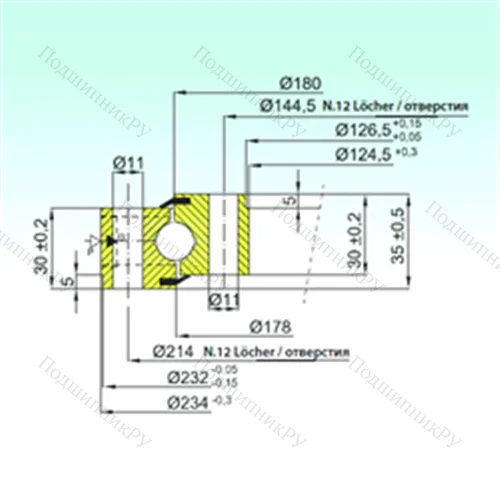 Подшипник шариковый опорно-поворотный NB 1.14.0179.200-1PPN от производителя  ISB