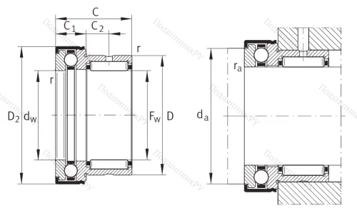 Комбинированный подшипник NKX 60 Z XL от производителя  INA
