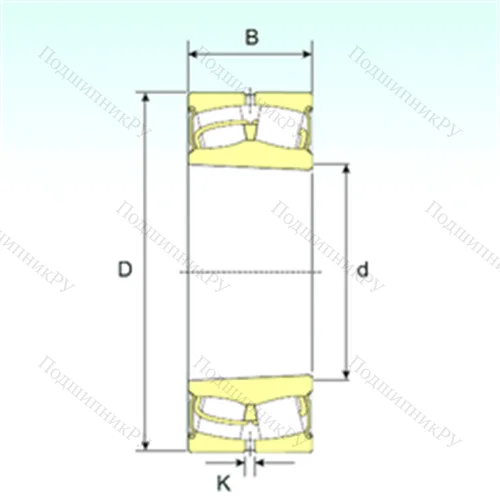 Подшипник роликовый радиальный самоцентрирующийся 22208-2RSK от производителя  ISB