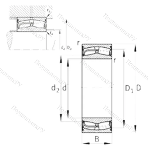 Подшипник роликовый радиальный самоцентрирующийся 24032-E 1-2VSR-H 40 от производителя  FAG