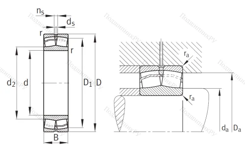 Сферический роликовый подшипник 22206 E 1 от производителя  FAG