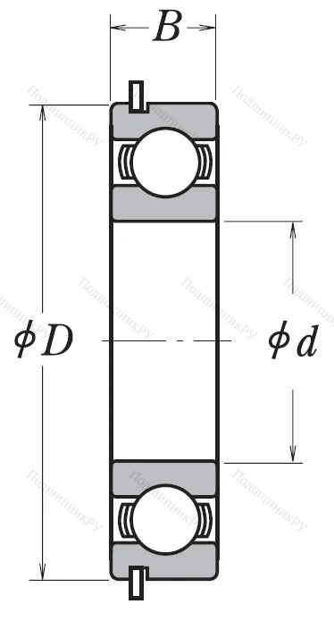 Однорядный шариковый подшипник 6307 DDU NR от производителя  NSK
