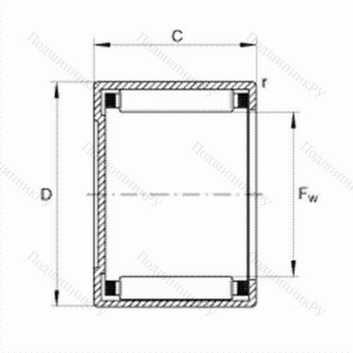 Подшипник роликовый игольчатый с одним наружным штампованным кольцом, закрытым с одной стороны BCE 107-1/2