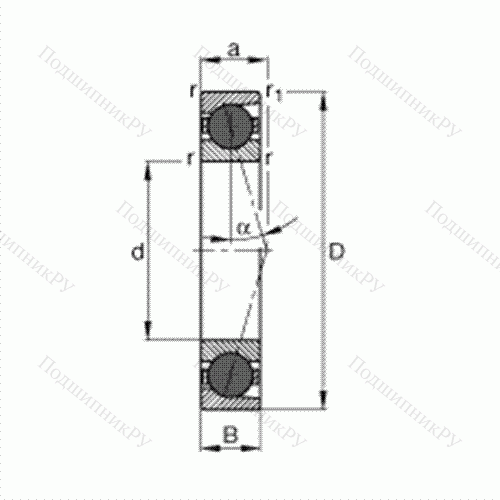 Подшипник шпиндельный HCB 7200-C-T-P 4S от производителя  FAG Подшипник шпиндельный HCB 7200-C-T-P 4S от производителя  FAG