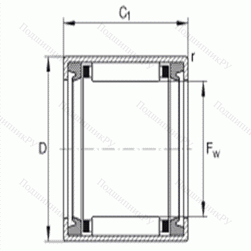 Подшипник роликовый игольчатый с одним наружным штампованным кольцом HK 1816-2RS