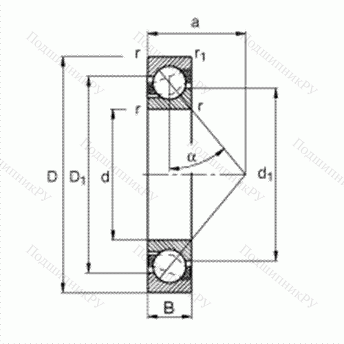 Подшипник шариковый радиально-упорный 7202-B-TVP от производителя  FAG Подшипник шариковый радиально-упорный 7202-B-TVP от производителя  FAG